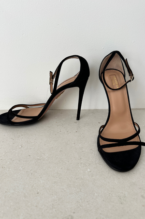 Aquazzura | Black Suede Strap Sandals | 39