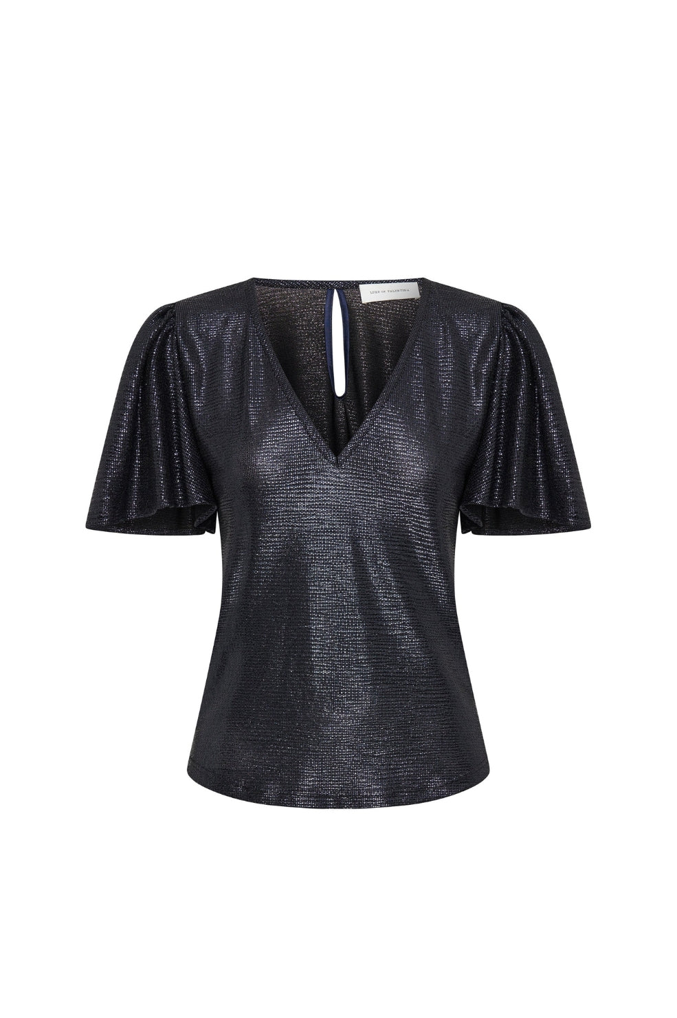 Farfalla Fluted Top | Navy Shimmer