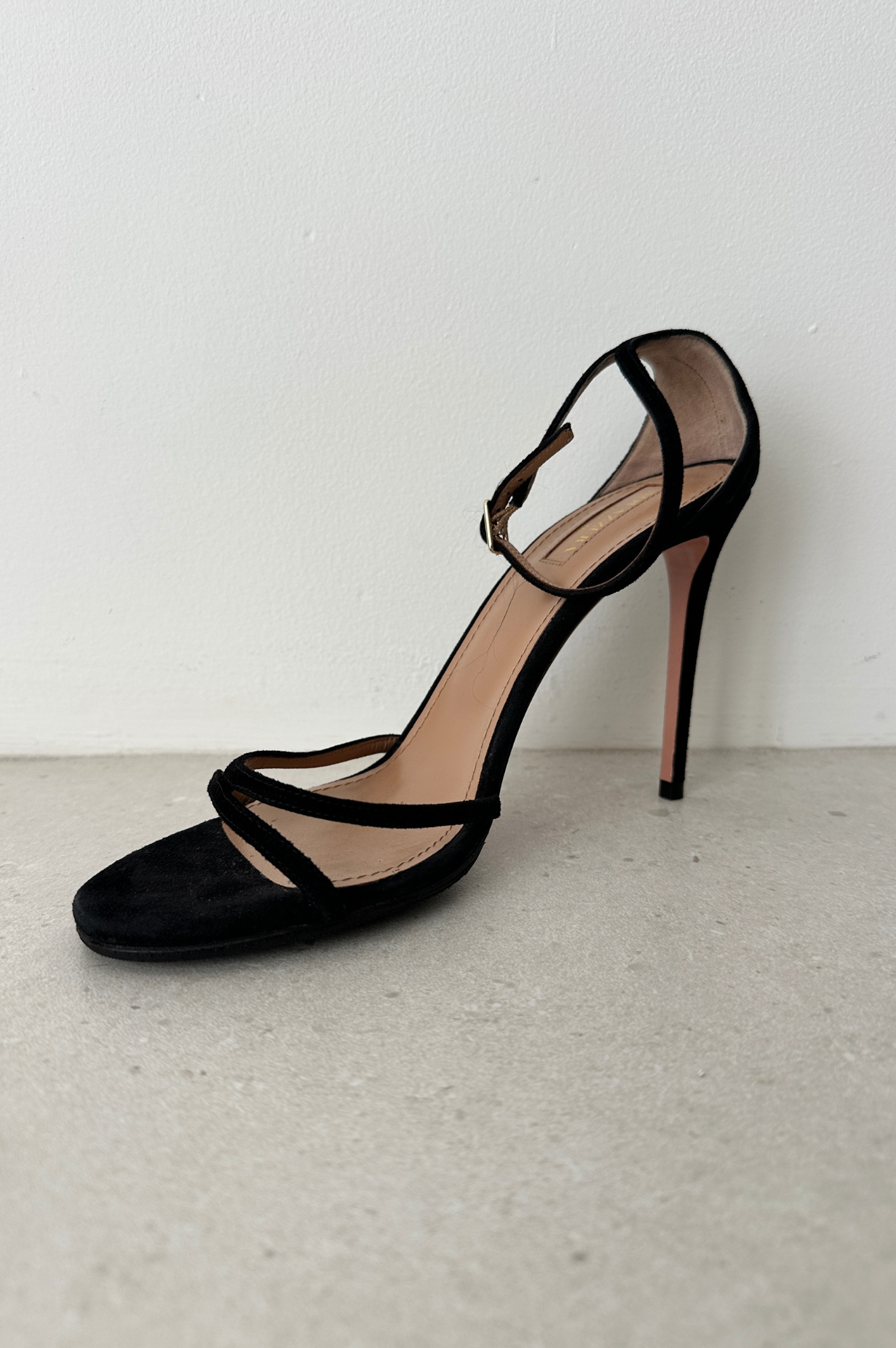 Aquazzura | Black Suede Strap Sandals | 39