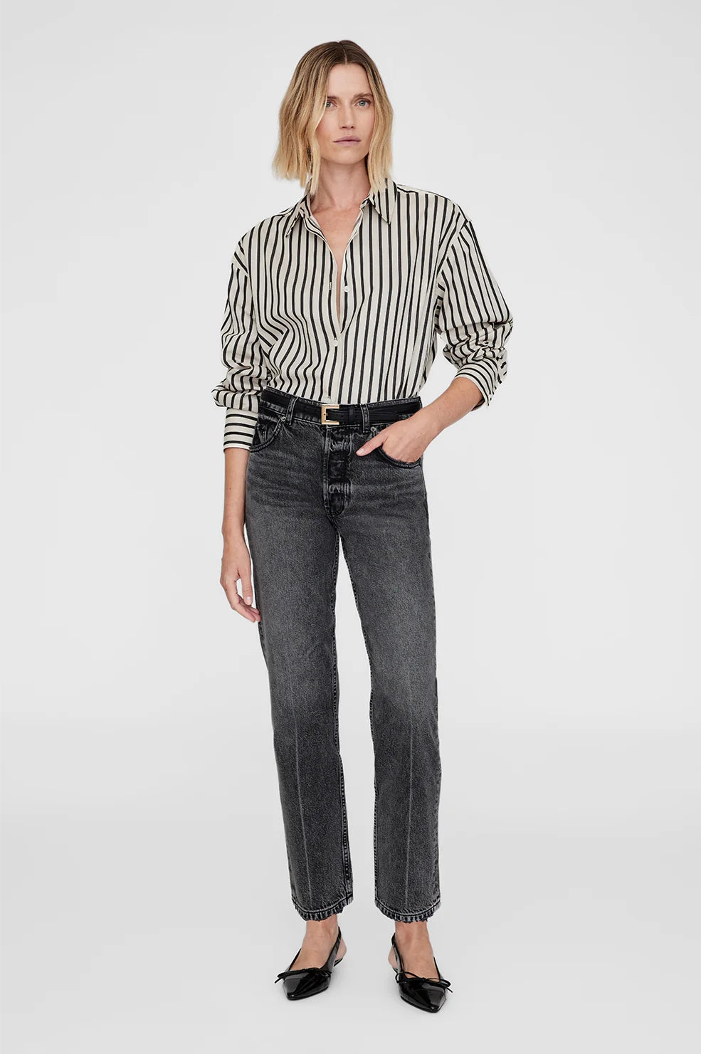 Plaza Shirt | Black and Tan Stripe