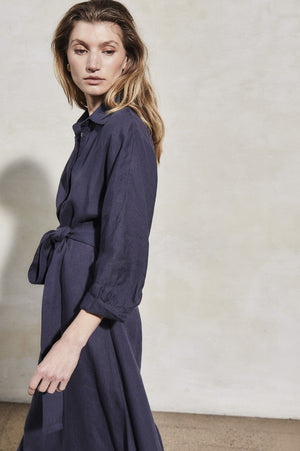 Kara Linen Dress | Midnight