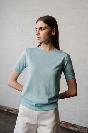 Leila S/S Sweater | Aqua