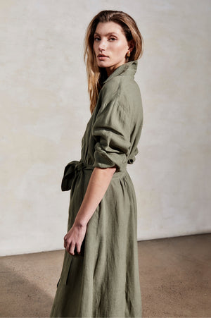 Ira Linen Dress | Moss