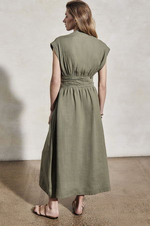 Georgia Linen Dress | Moss