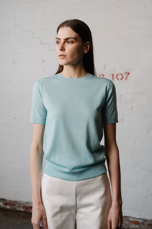 Leila S/S Sweater | Aqua