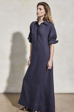 Kara Linen Dress | Midnight