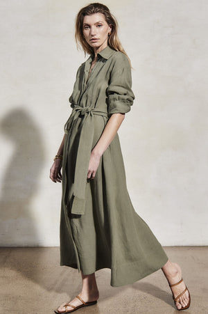 Ira Linen Dress | Moss