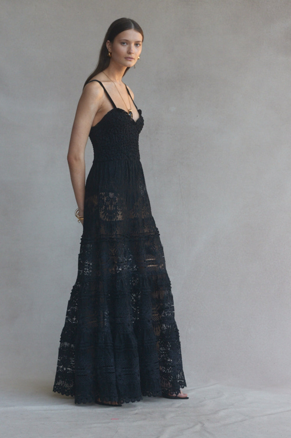 Lucia Lace Maxi Dress | Black