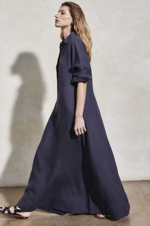 Kara Linen Dress | Midnight