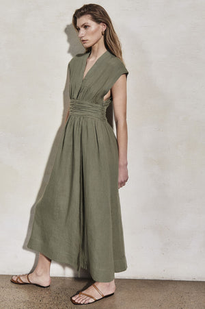 Georgia Linen Dress | Moss