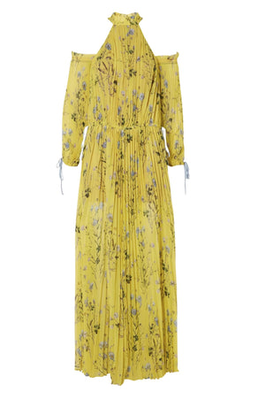 Self Portrait | Yellow Floral Cold Shoulder Dress | AU 8