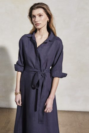 Kara Linen Dress | Midnight