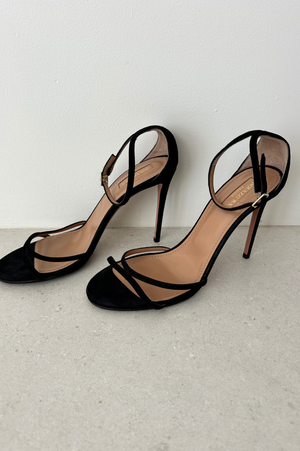 Aquazzura | Black Suede Strap Sandals | 39