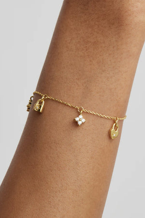 Love Unlocked Charm Bracelet | Gold