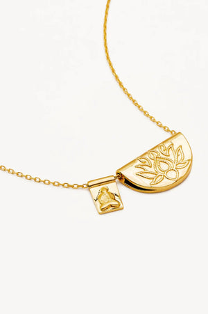 Lotus & Little Buddha Short Necklace | Gold