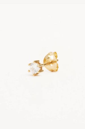 14k Solid Gold Crystal Stud Earrings