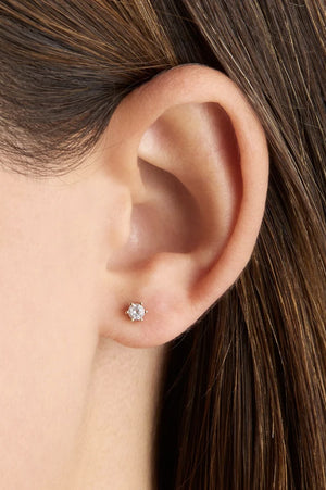 14k Solid Gold Crystal Stud Earrings