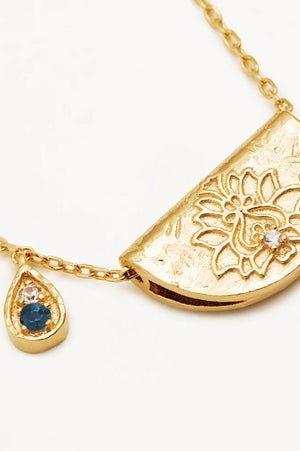 Lotus Birthstone Necklace | December - Blue Topaz