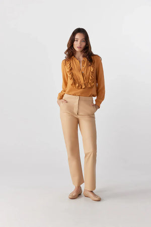 Apricot Tan Ruffle Blouse