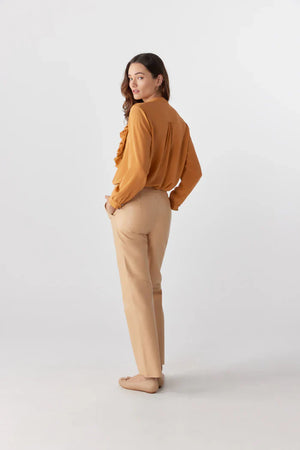 Apricot Tan Ruffle Blouse