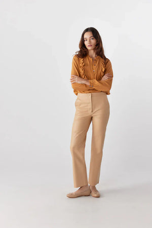 Apricot Tan Ruffle Blouse