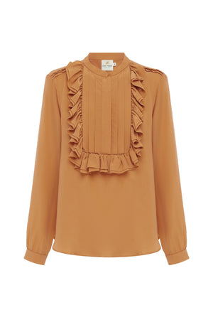 Apricot Tan Ruffle Blouse