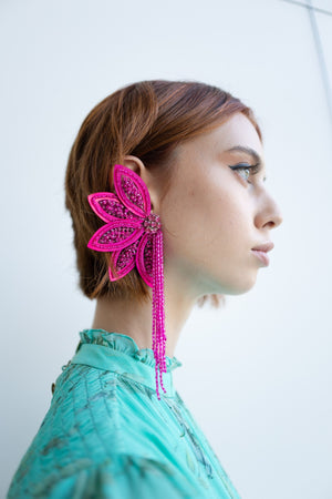 The Future is Fuchsia Sequin Floral Earrings