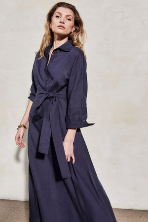 Kara Linen Dress | Midnight