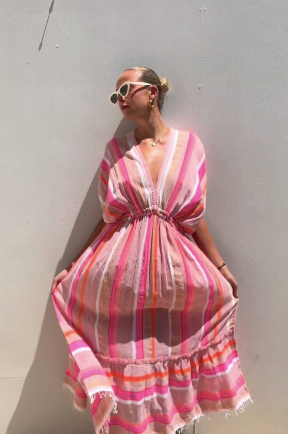 Lem Lem | Pink Striped Kaftan | AU 8