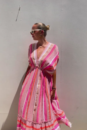 Lem Lem | Pink Striped Kaftan | AU 8